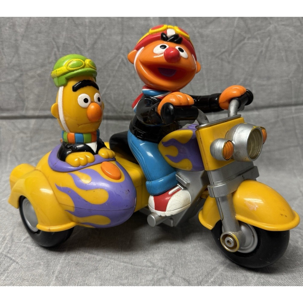 Vintage 2000 Mattel Bert and Ernie Revin' Sounds Motorcycle Sesame Street Works